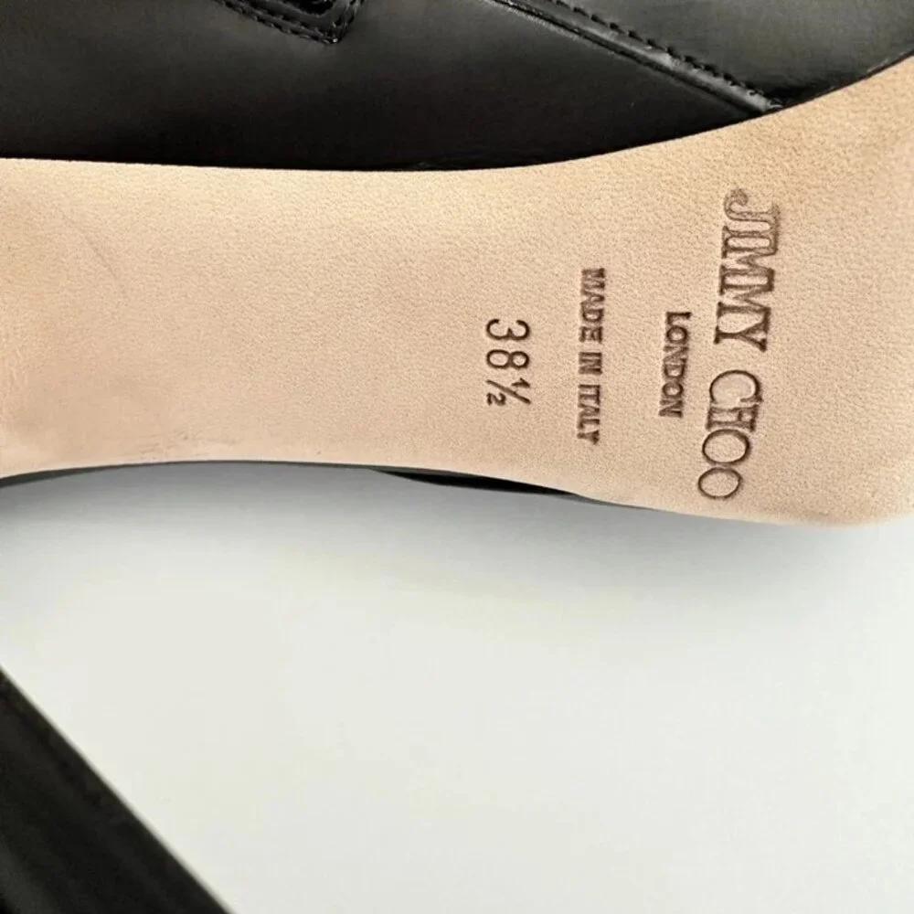 JIMMY CHOO 'Decoy' Black Leather Platform Ankle Booties Boots Size 38.5